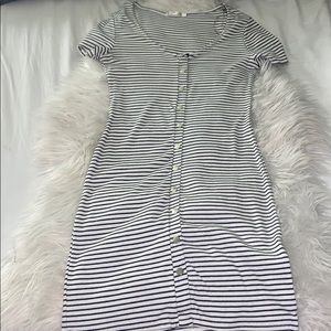Black and white striped tight dress
